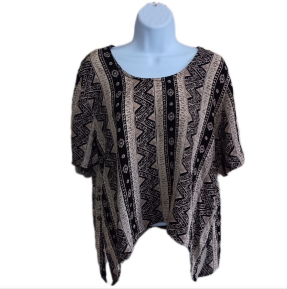 Boxy Boho Granola Grunge Tribal Top, Lightweight Earthy Vintage Summer - Picture 1 of 9